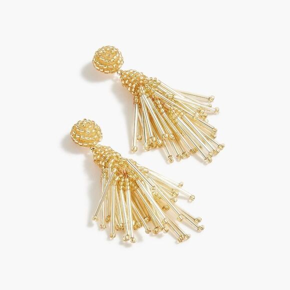 J‎ Crew Women's Beaded Tassel Party Earrings Hypoallergic - Picture 3 of 3